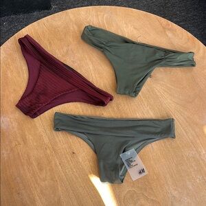 H&M Bikini Bottoms Set in Green and Burgundy